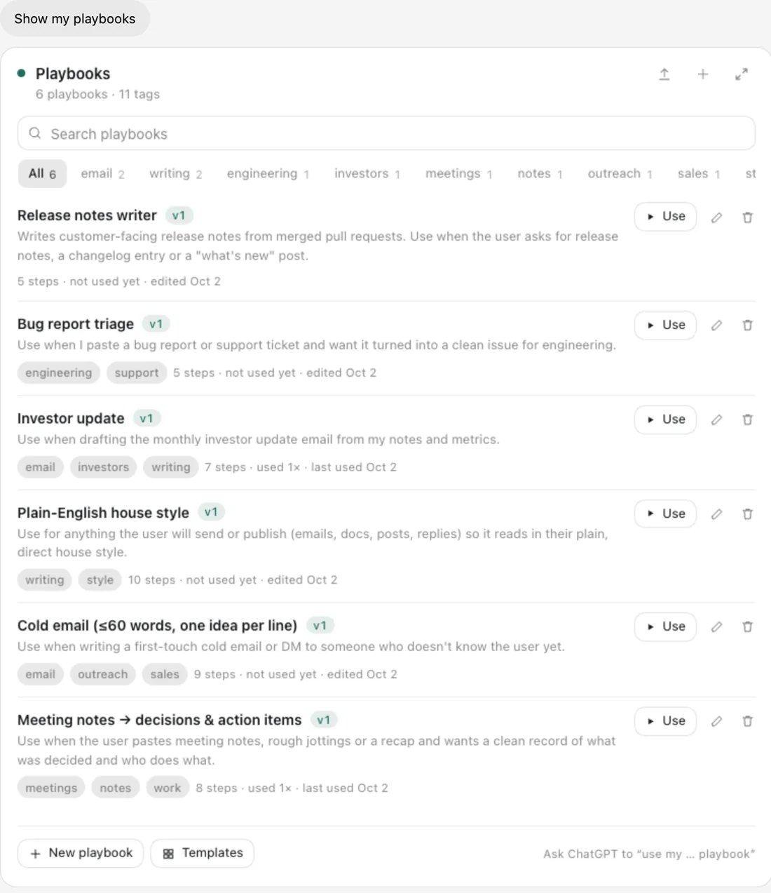 Playbooks in ChatGPT: Build your library