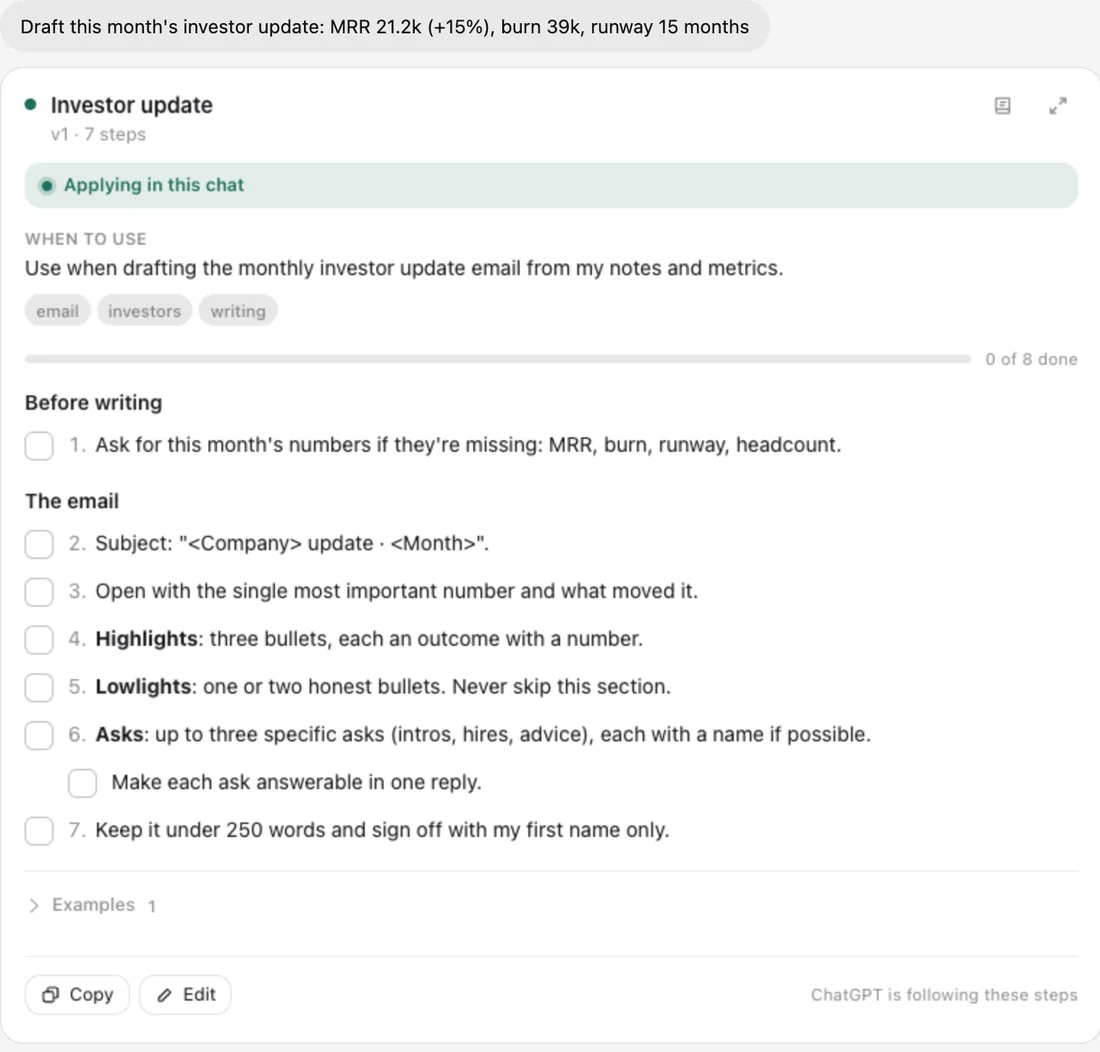 Playbooks in ChatGPT: Run one